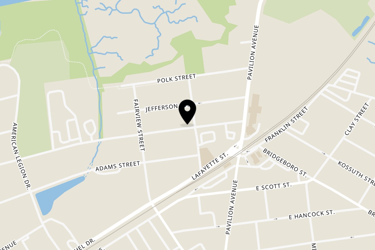 Map showing the location of Crawford's Corner Bar & Kitchen on 200 Madison St in Riverside