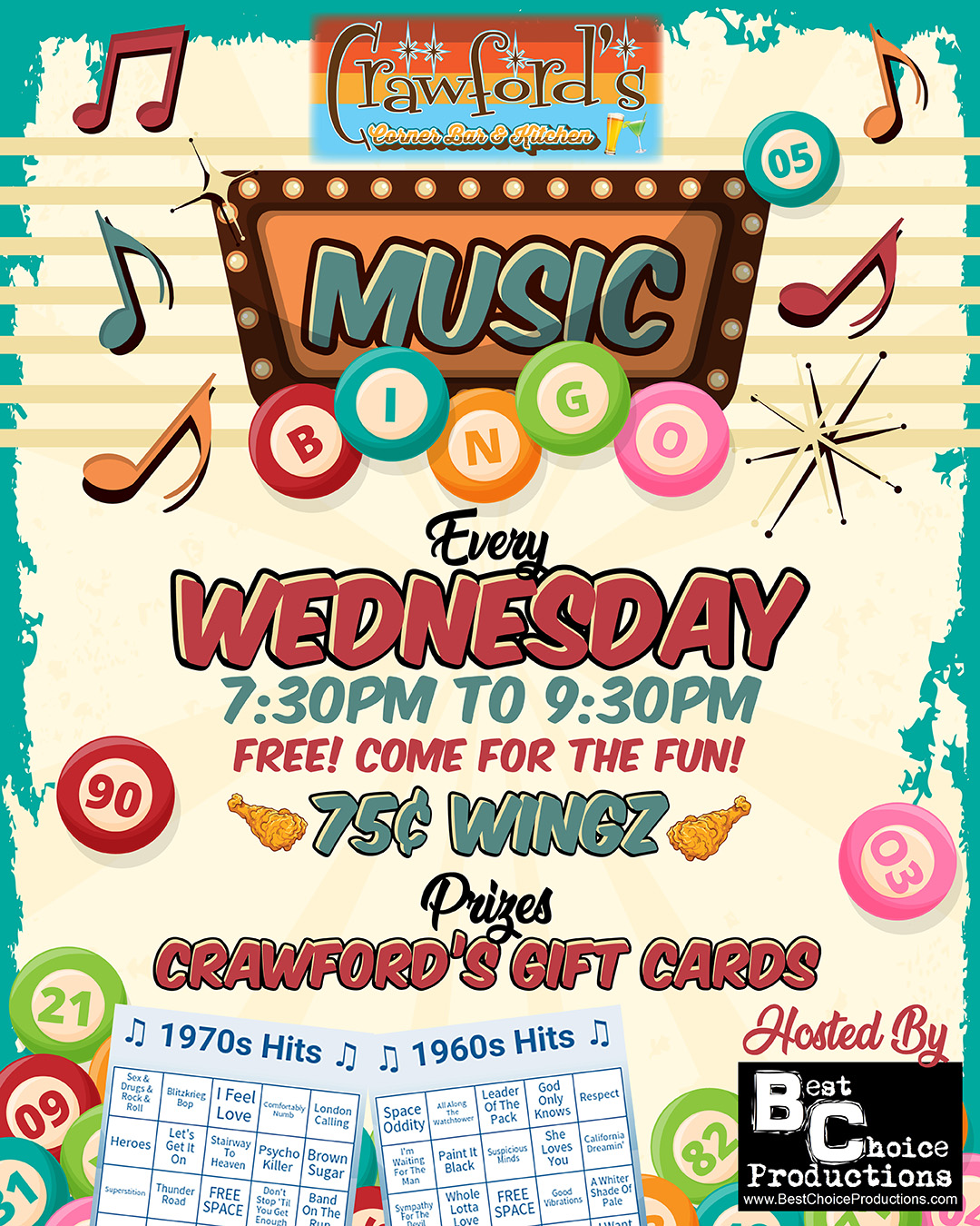 A flyer for the wednesday music king.